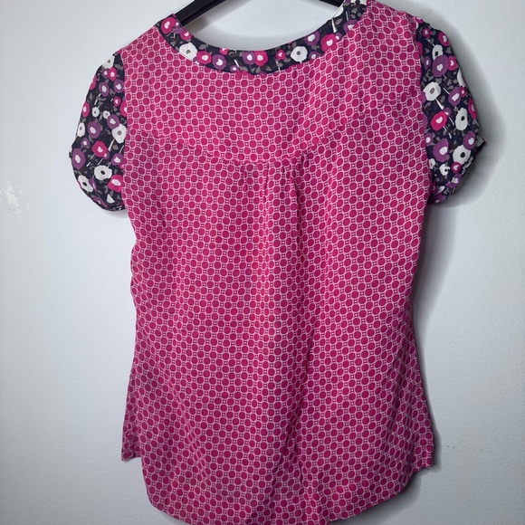 Boden viscose sheer red and navy Floral Blouse - Picture 8 of 10